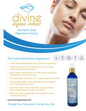 Load image into Gallery viewer, Divine Aqua Vitae 24k gold topical magnesium, fast acting, highly absorbant, non-greasy, triple magnesium